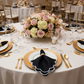 4 pc/pk Scalloped Edge Linen Napkin - Black/White Trim