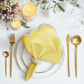 4 pc/pk Scalloped Edge Linen Napkin - Pastel Yellow/White Trim