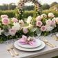 4 pc/pk Scalloped Edge Linen Napkin - Pink/White Trim