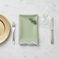 4 pc/pk Scalloped Edge Linen Napkin - Sage Green/White Trim