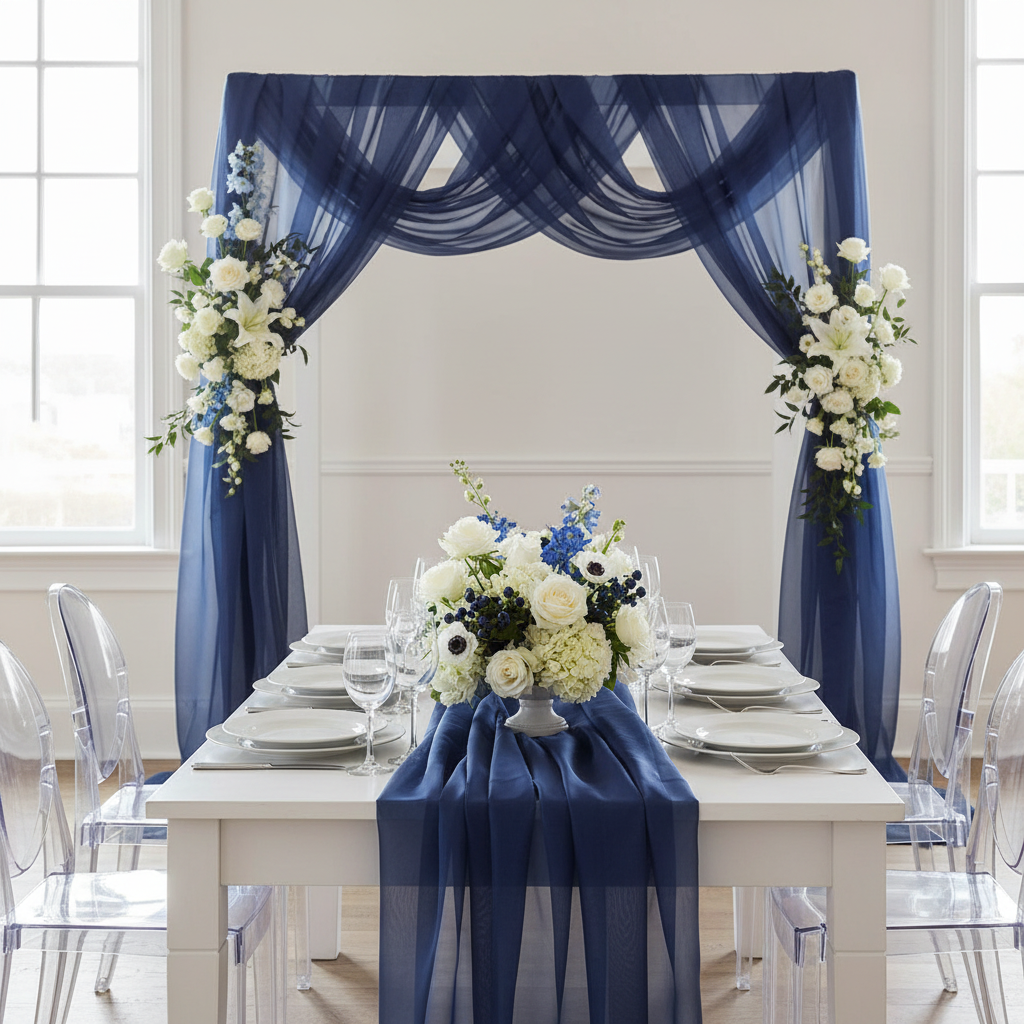 40 yds Organza Fabric Roll - Navy Blue.