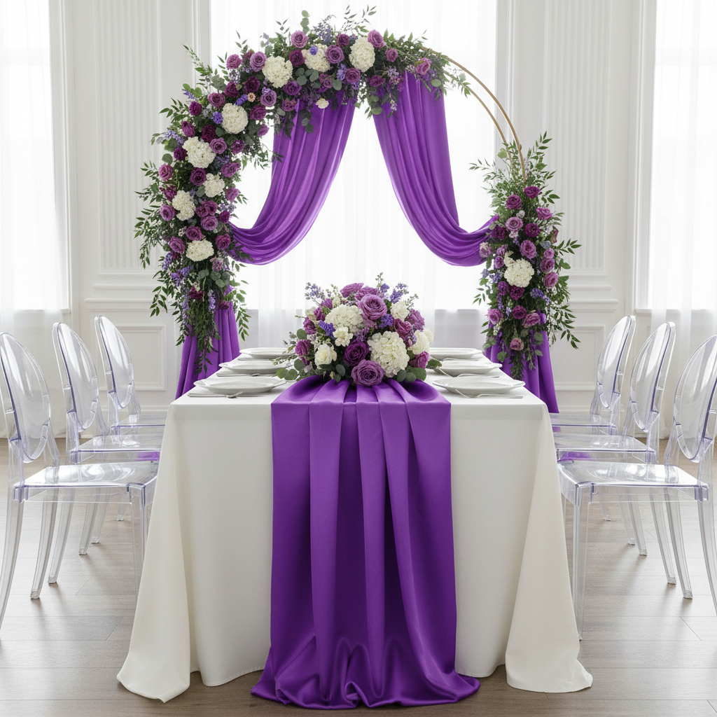 40 yds Satin Fabric Roll - Purple.