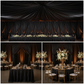 40 yds Satin Fabric Roll - Black in different event styles used as ceiling drape and backdrop for wedding reception