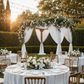 garden wedding reception with 40 yds Satin Fabric Roll - White