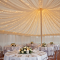 marquee tent draping with 40ft Ceiling/Curtain Draping Sheer Voile Flame Retardant (FR)  - Ivory
