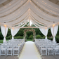 outdoor pavilion draping with 40ft Ceiling/Curtain Draping Sheer Voile Flame Retardant (FR)  - White