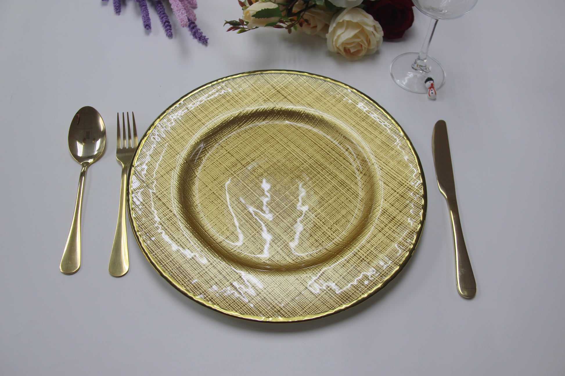 4 pc/set Glass Burlap 13" Charger Plate
