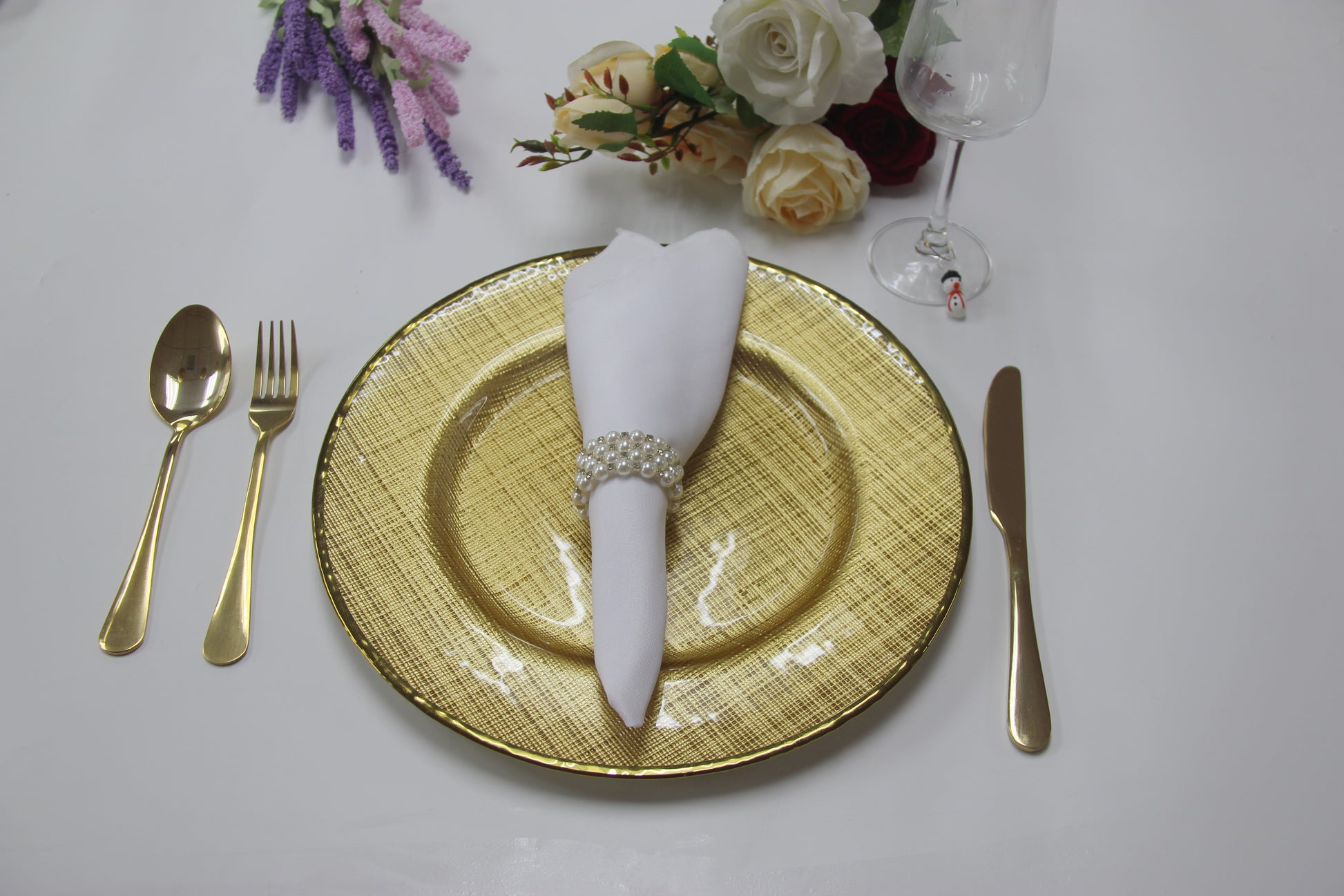 4 pc/set Glass Burlap 13" Charger Plate