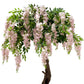 4ft Artificial Pink Wisteria Tree closer look at the top with florals