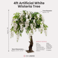 4ft Artificial Wisteria Tree White infographic showing dimensions