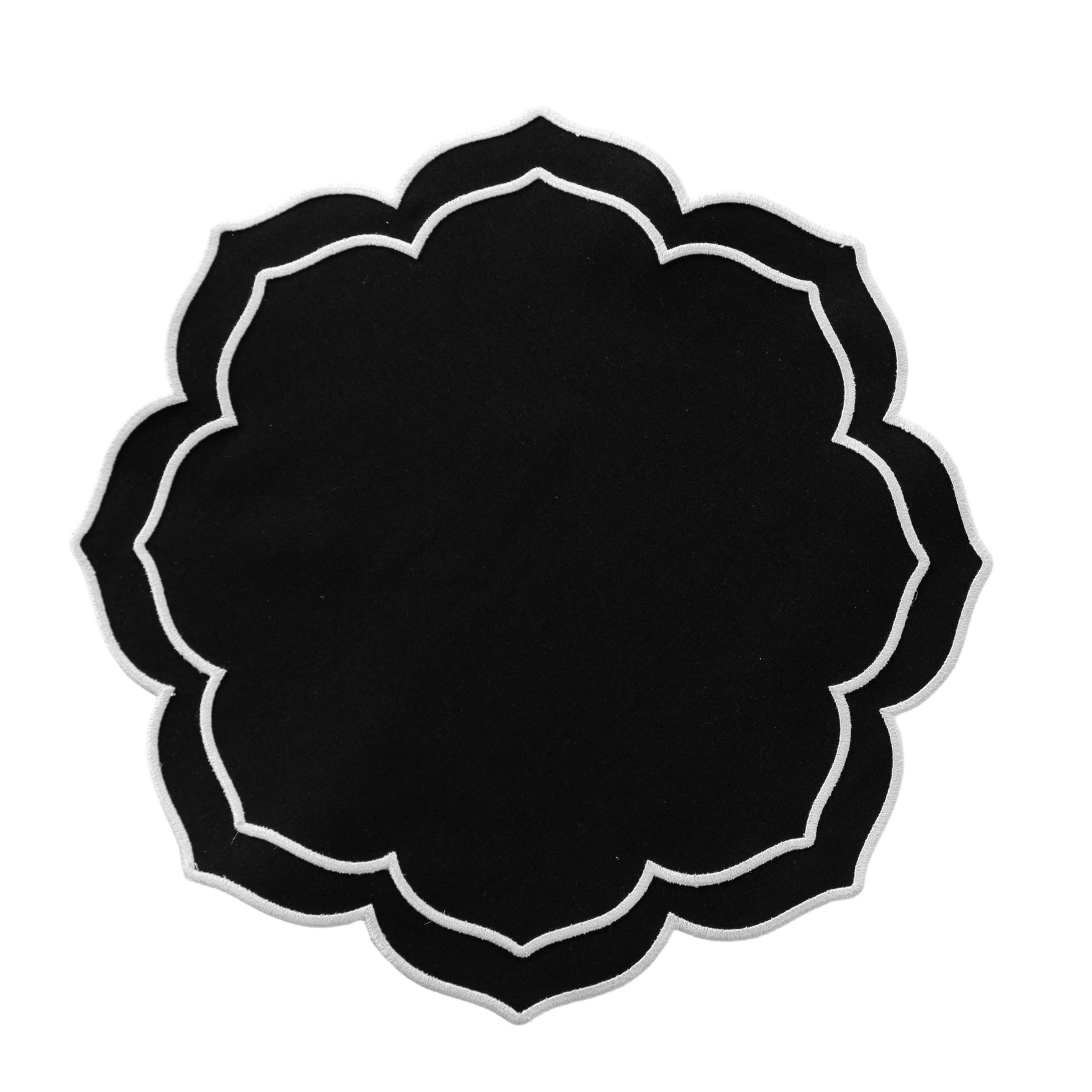 4pc/set Petal Elegance Placemats - Black/White Trim 