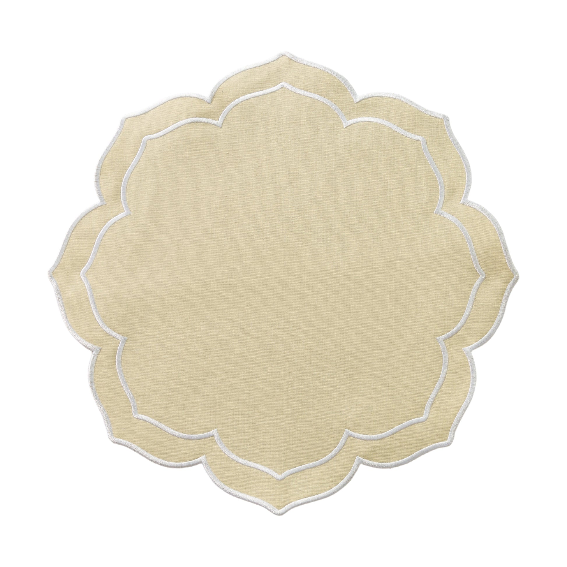 4pc/set Petal Elegance Placemats - Champagne/White Trim