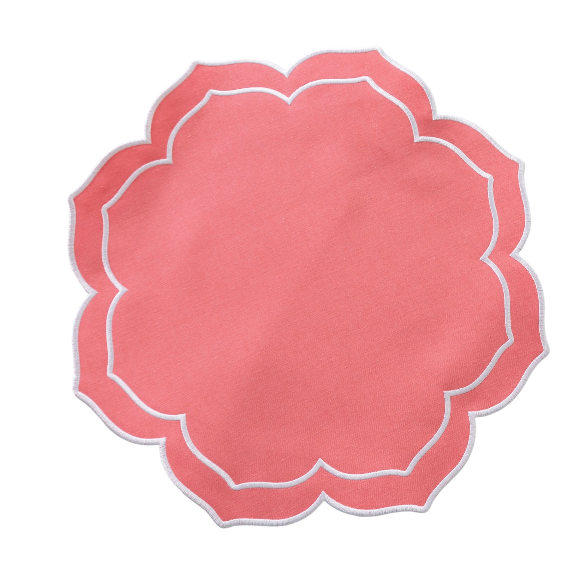 4pc/set Petal Elegance Placemats - Coral/White Trim