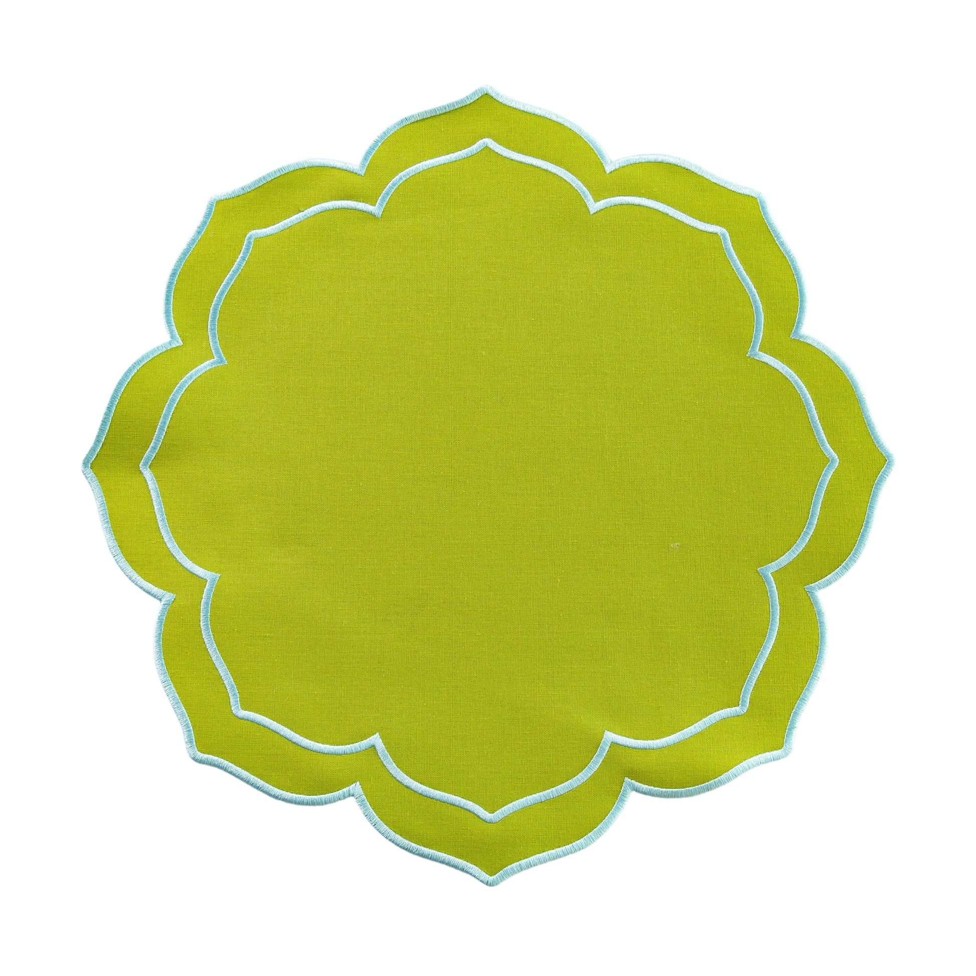 4pc/set Petal Elegance Placemats - Matcha/Turquoise Trim