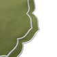 4pc/set Petal Elegance Placemats - Olive Green/White Trim edge close up
