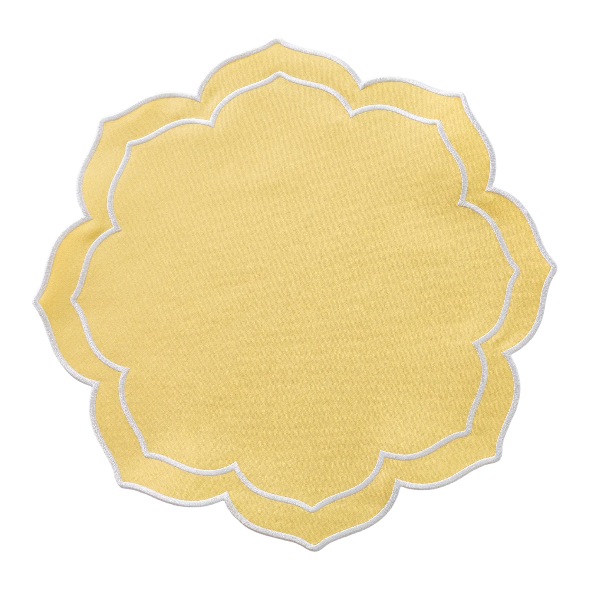 4pc/set Petal Elegance Placemats - Pastel Yellow/White Trim