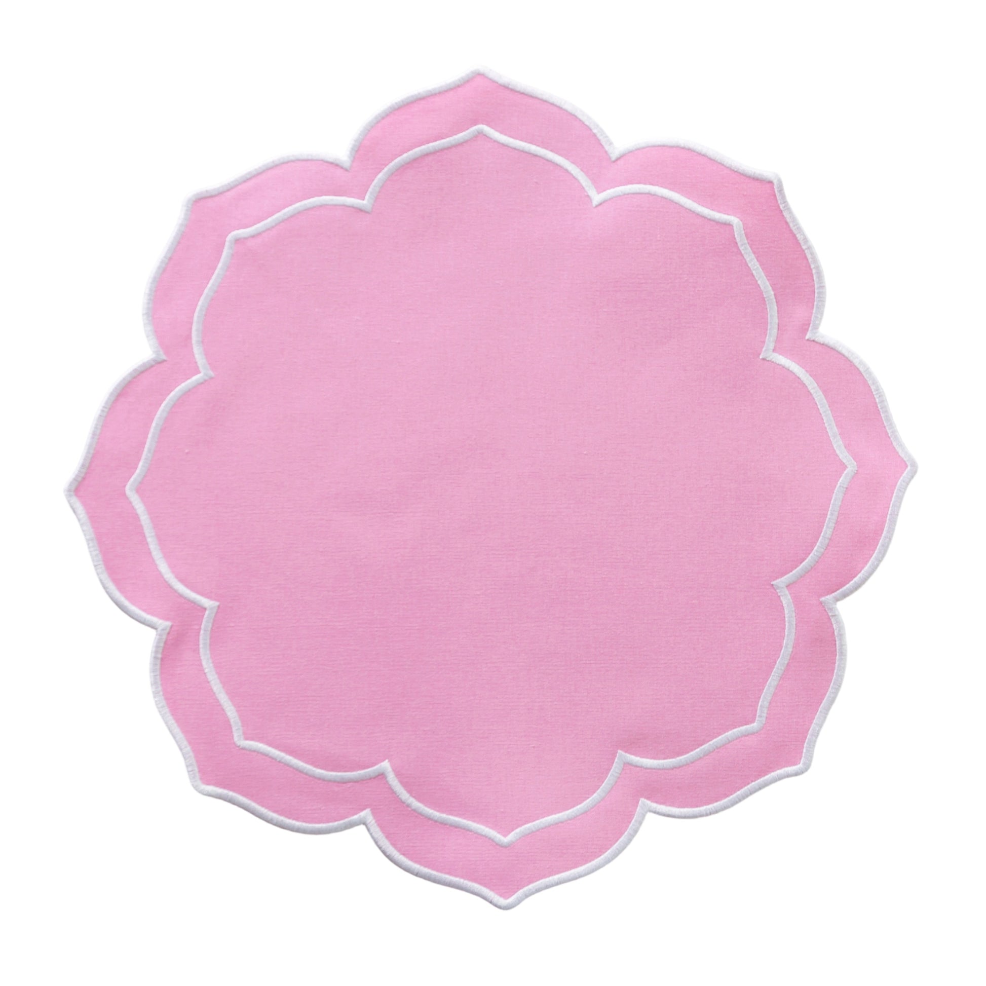 4pc/set Petal Elegance Placemats - Pink/White Trim