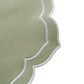 Petal Elegance Placemats - Sage Green/White Trim edge close up