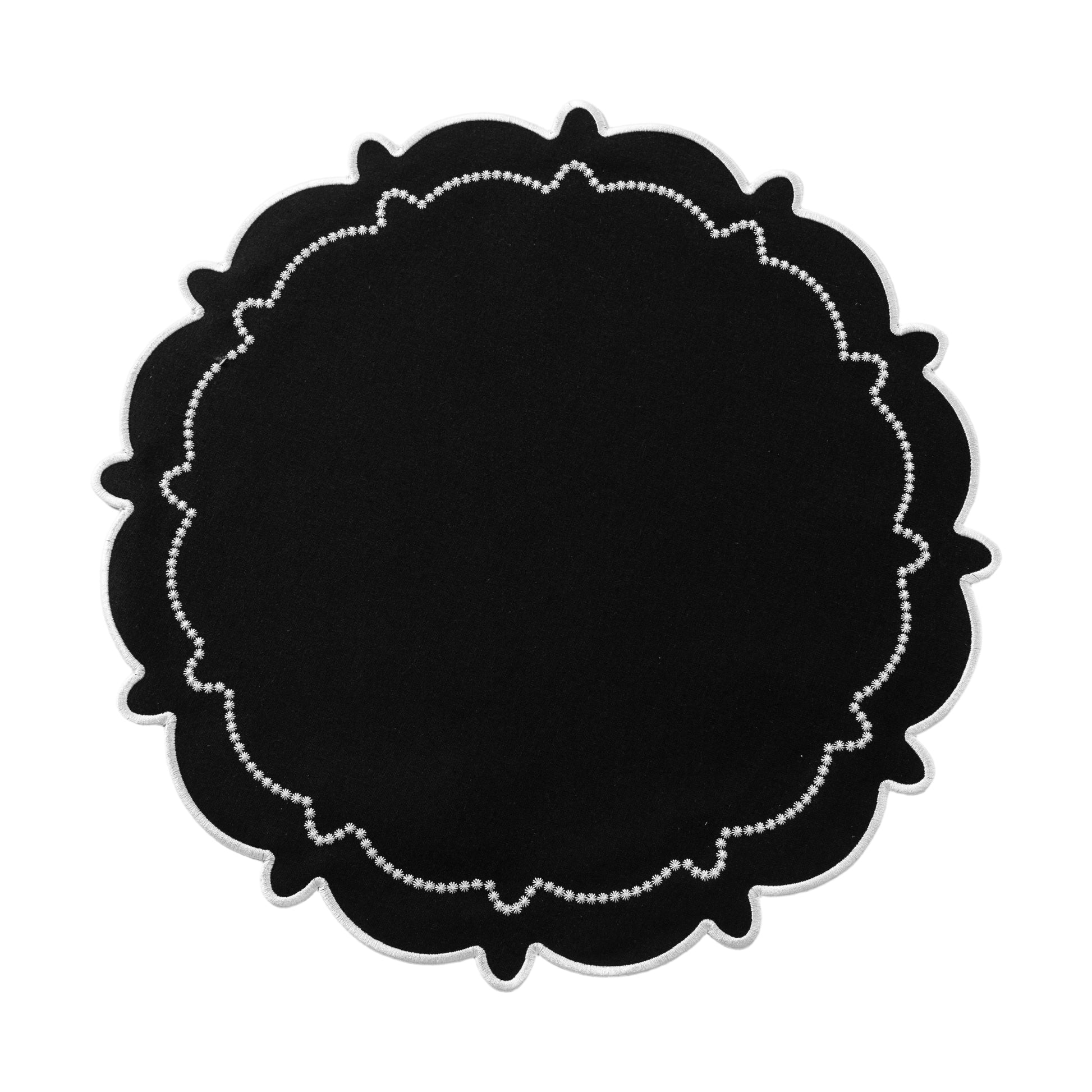 4pc/set Signature Scallop Placemats Black/White Trim full view