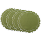 4pc/set Signature Scallop Placemats Olive Green/White Trim bundle
