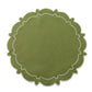 4pc/set Signature Scallop Placemats Olive Green/White Trim full view
