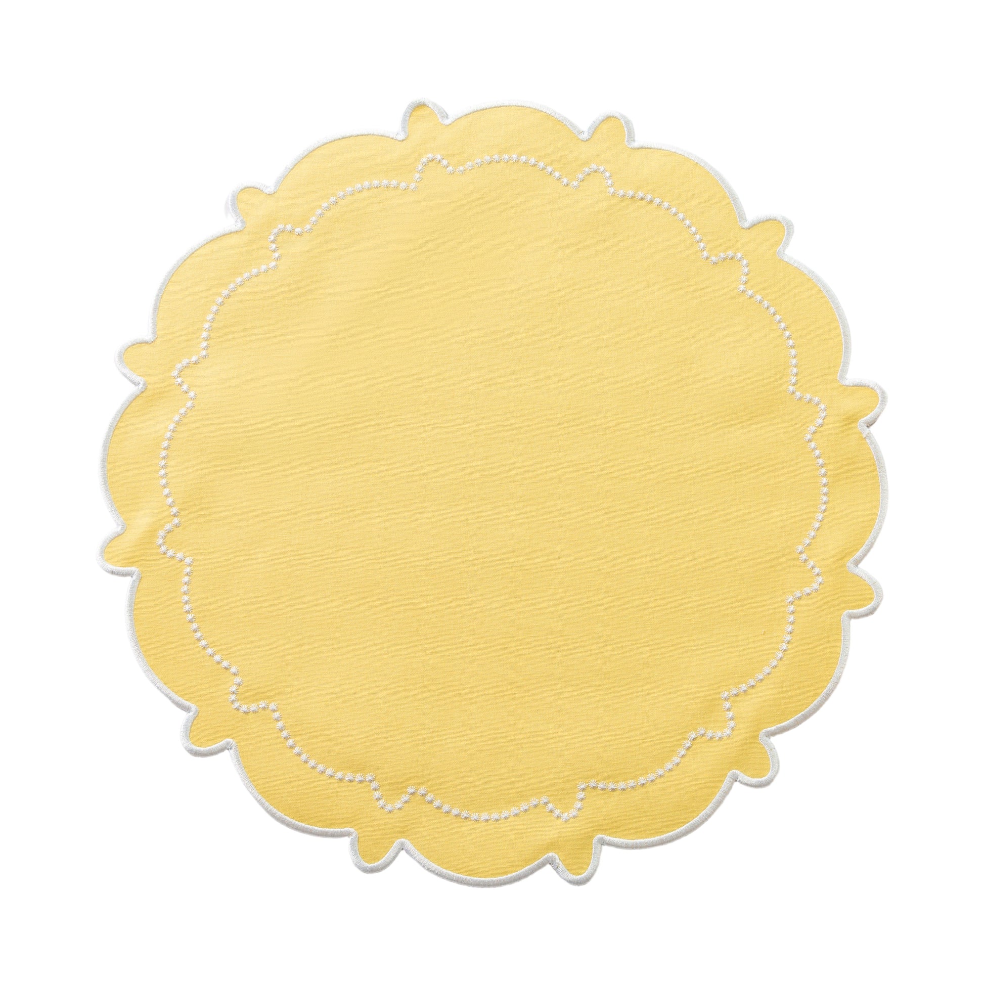 4pc/set Signature Scallop Placemats Pastel Yellow/White 