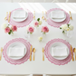 4pc/set Signature Scallop Placemats Pink/Magenta Trim birdseye view