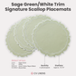 4pc/set Signature Scallop Placemats Sage Green/White Trim infographic showing product dimensions