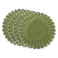 4pc/set Sunburst Edge Placemats Olive Green/White Trim bundle