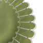 4pc/set Sunburst Edge Placemats Olive Green/White Trim edge detail close up