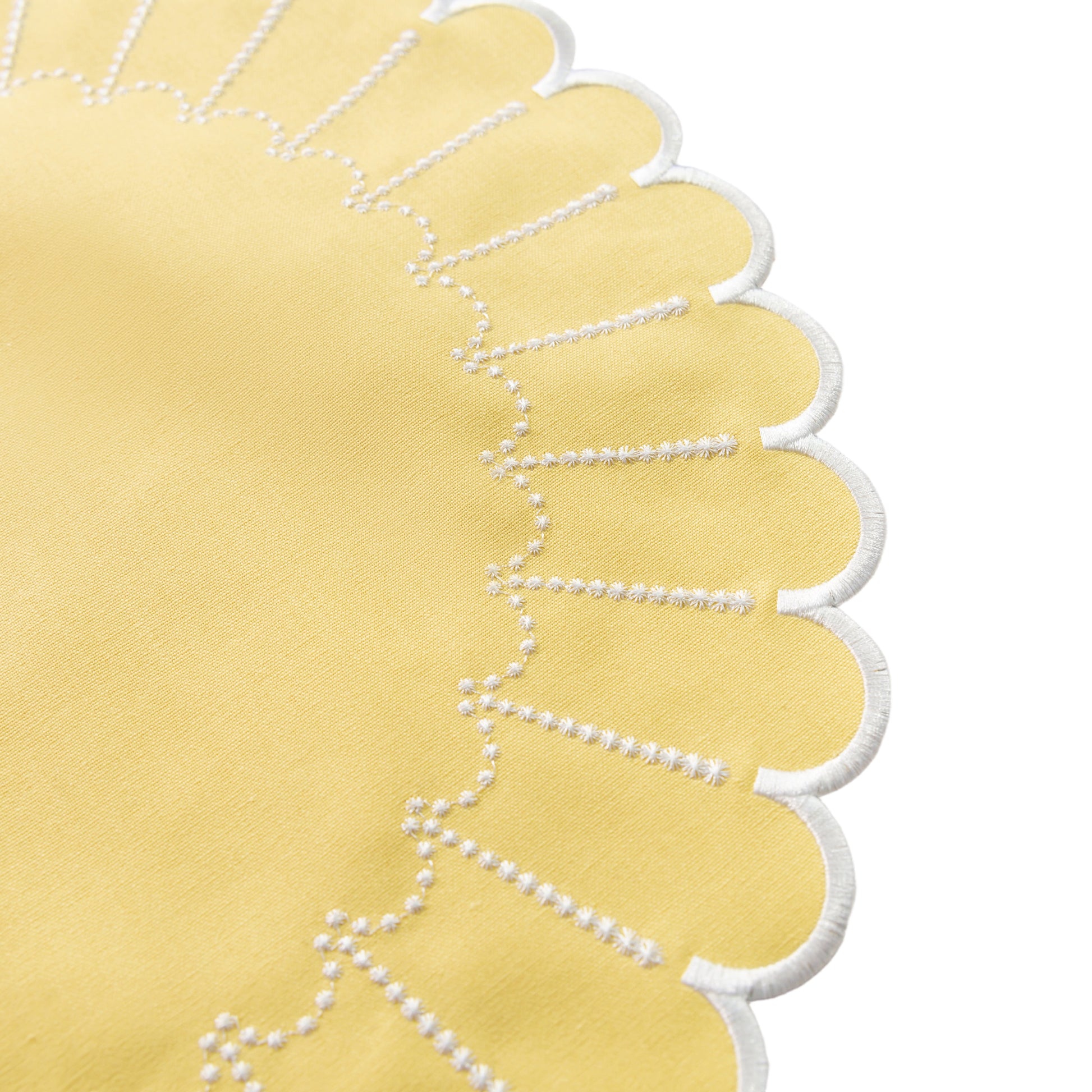 4pc/set Sunburst Edge Placemats Pastel Yellow/White Trim edge details close up