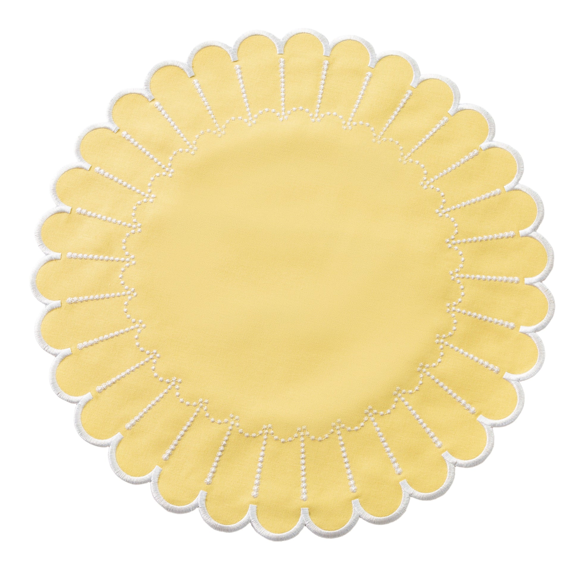 4pc/set Sunburst Edge Placemats Pastel Yellow/White Trim full view