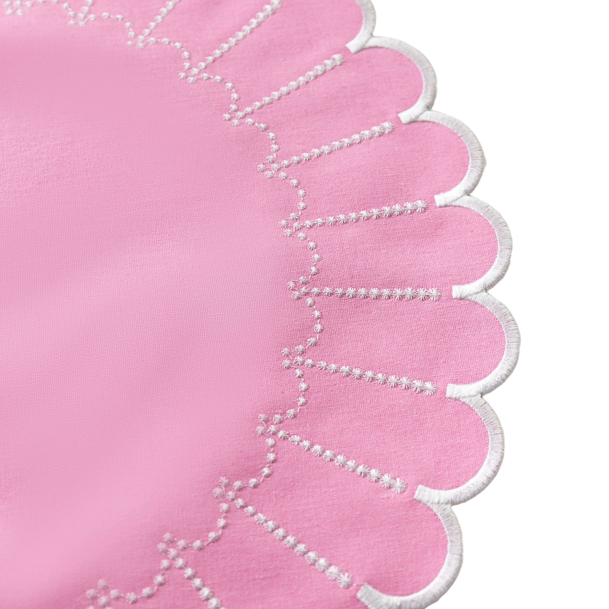 4pc/set Sunburst Edge Placemats Pink/White Trim edge details close up