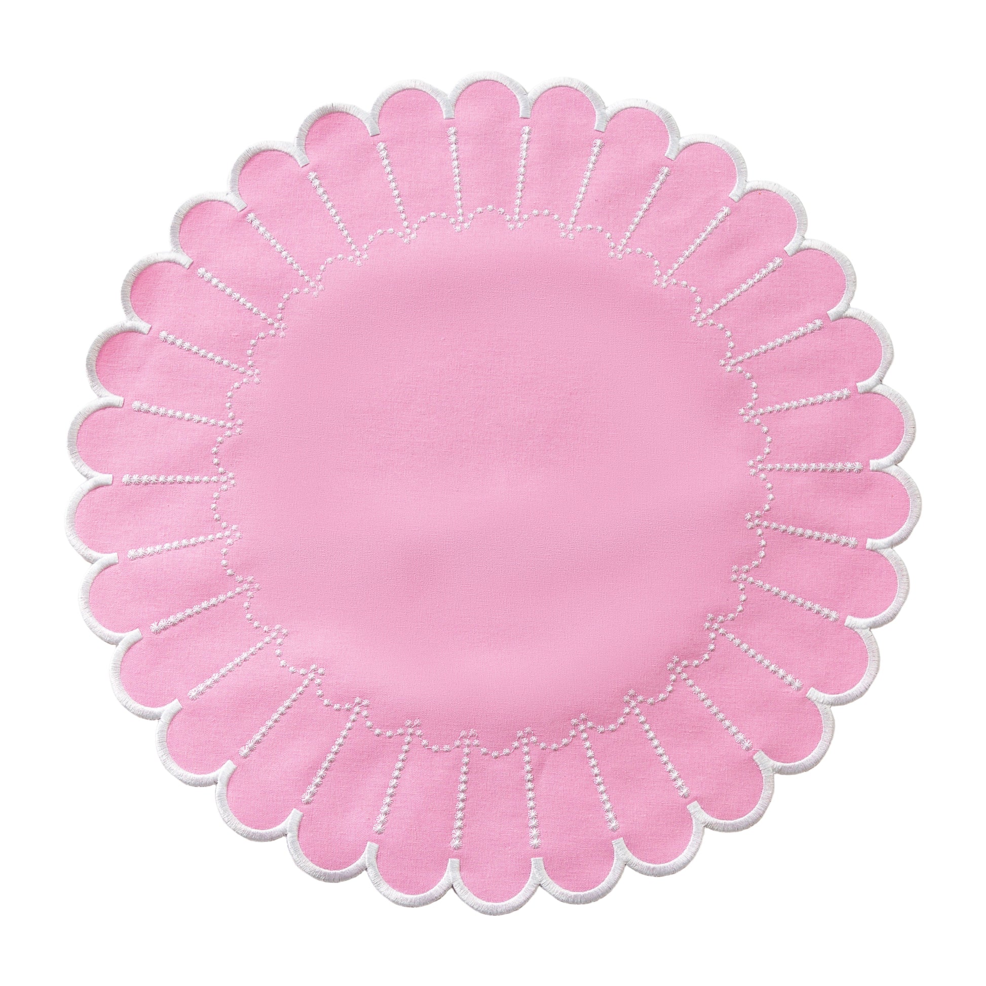 4pc/set Sunburst Edge Placemats Pink/White Trim full view