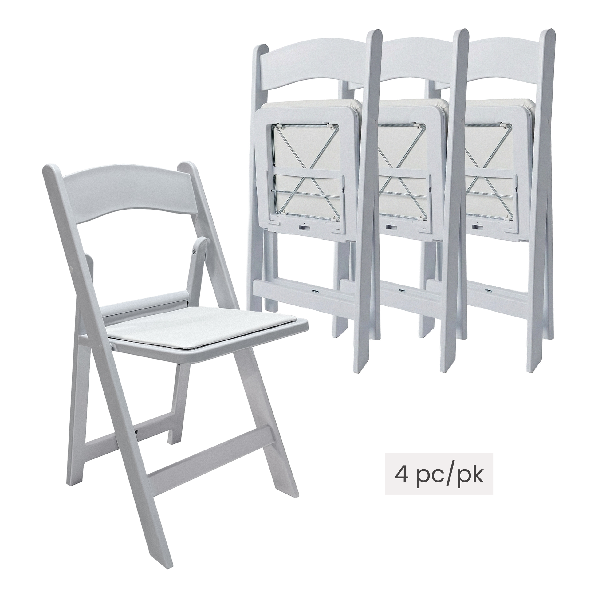 White Resin Folding Chair 4pc/pk | Professional Wedding & Event White Resin Folding Chair 4pc/pk | Professional Wedding & Event