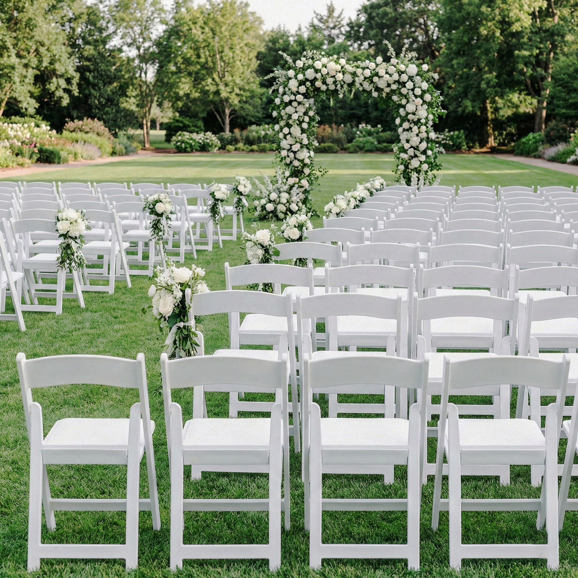 White Resin Folding Chair 4pc/pk outdoor wedding set up