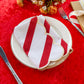 4 pcs/pk Stripe 18"x18" Scalloped Edge Napkins - Red & White - Close Up