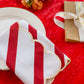 4 pcs/pk Stripe 18"x18" Scalloped Edge Napkins - Red & White - Close Up