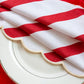4 pcs/pk Stripe 18"x18" Scalloped Edge Napkins - Red & White Detailed View