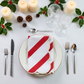 4 pcs/pk Stripe 18"x18" Scalloped Edge Napkins - Red & White Top-Down Flat Lay