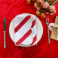 4 pcs/pk Stripe 18"x18" Scalloped Edge Napkins - Red & White - CV Linens