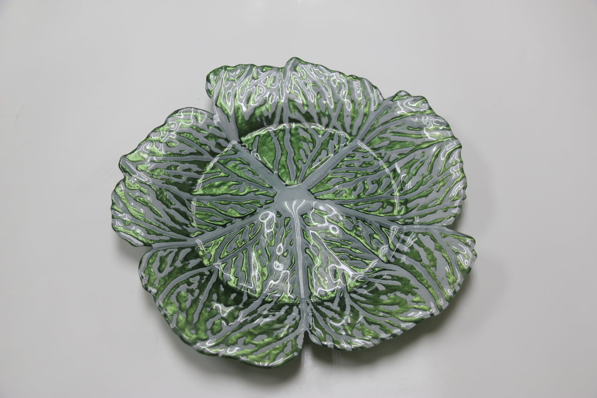 4 pc/set Green Cabbage Glass 13" Charger Plate
