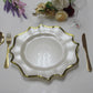4 pc/set Lotus Scalloped Glass 13" Charger Plate - White Gold-Trimmed