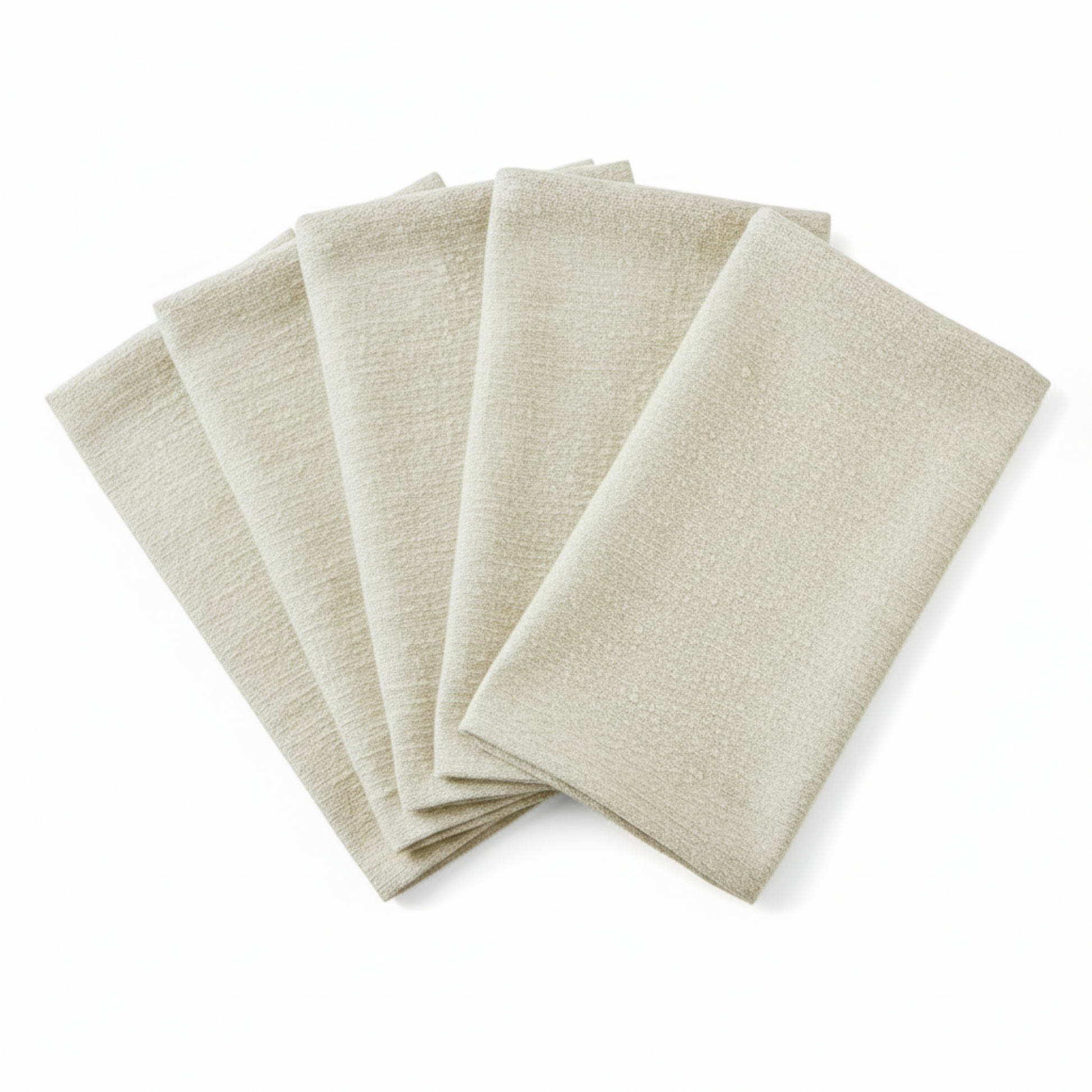 5 Ivory Boucle Napkins – Rectangular Fold Bundle 