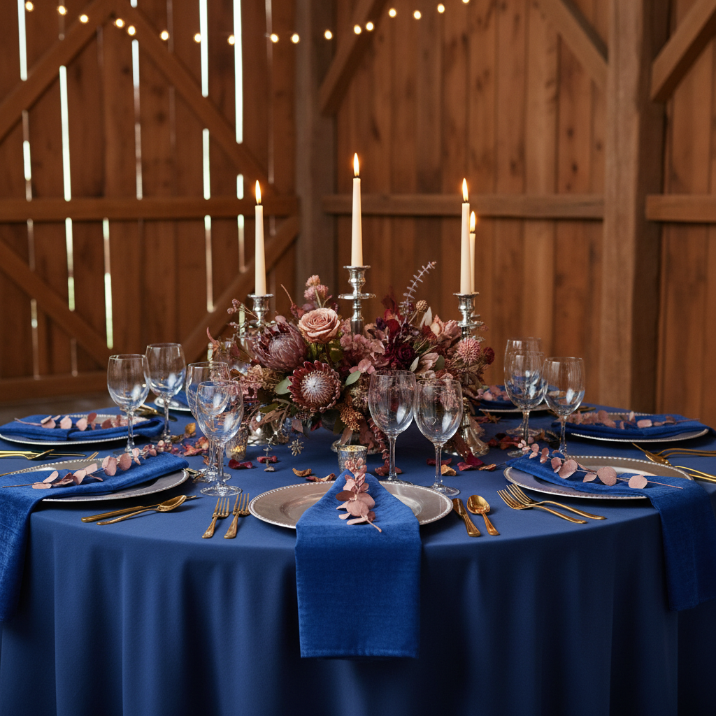 5 pcs/pk Crinkle Velvet 20"x20" Linen Napkin - Royal Blue