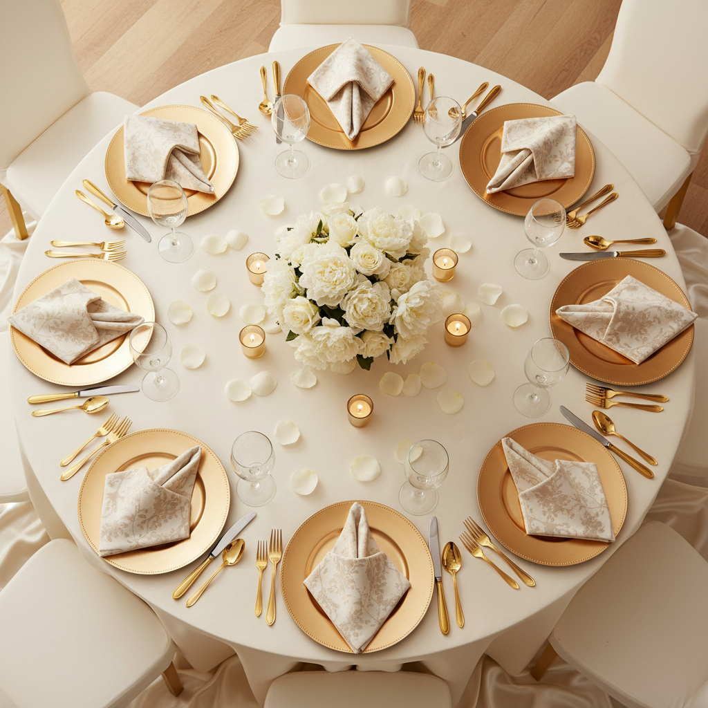 top view detail of 5 pcs/pk Leaf Branch Reversible Jacquard Napkin 20"x20" - Champagne