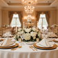 wedding reception with 5 pcs/pk Premium Linen-Look Panama Weave 20"x20" Napkin - Ivory