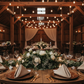 wedding reception with 5 pcs/pk Premium Linen-Look Panama Weave 20"x20" Napkin - Beige