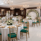 wedding table reception with 5 pcs/pk Spandex Chiavari Seat Pad Cover - Emerald Green