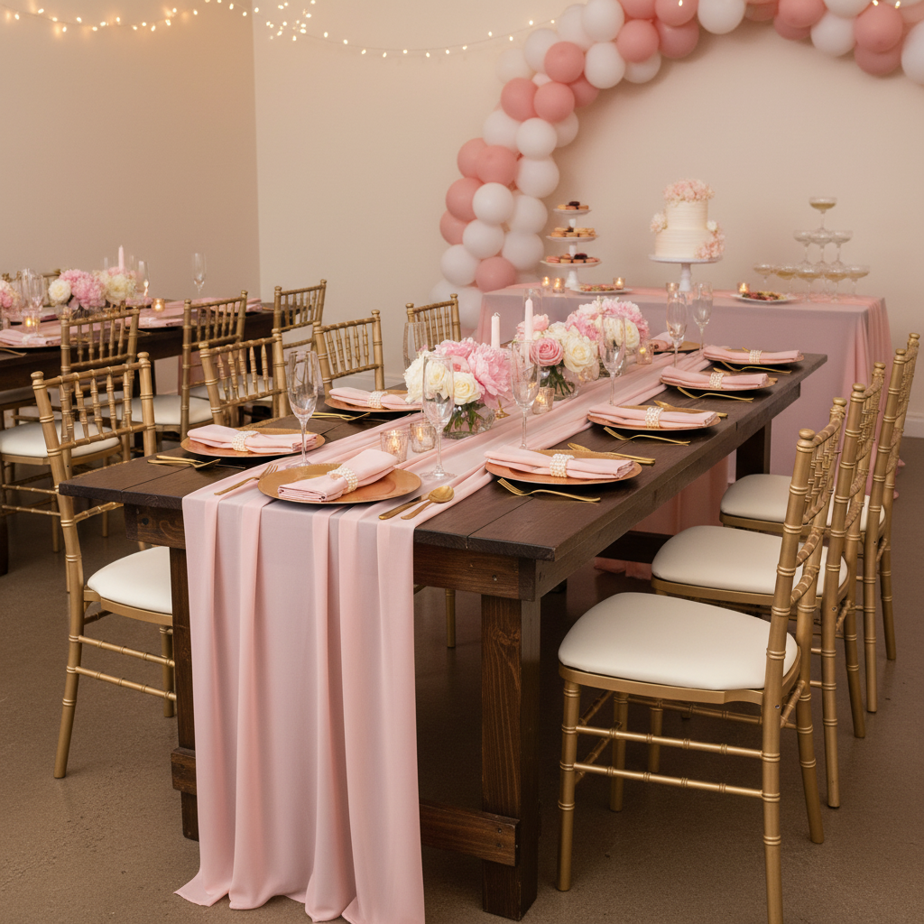 intimate bridal shower reception with 5 pcs/pk Spandex Chiavari Seat Pad Cover - Ivory